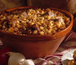 Cassoulet, in the traditional ceramic bowl